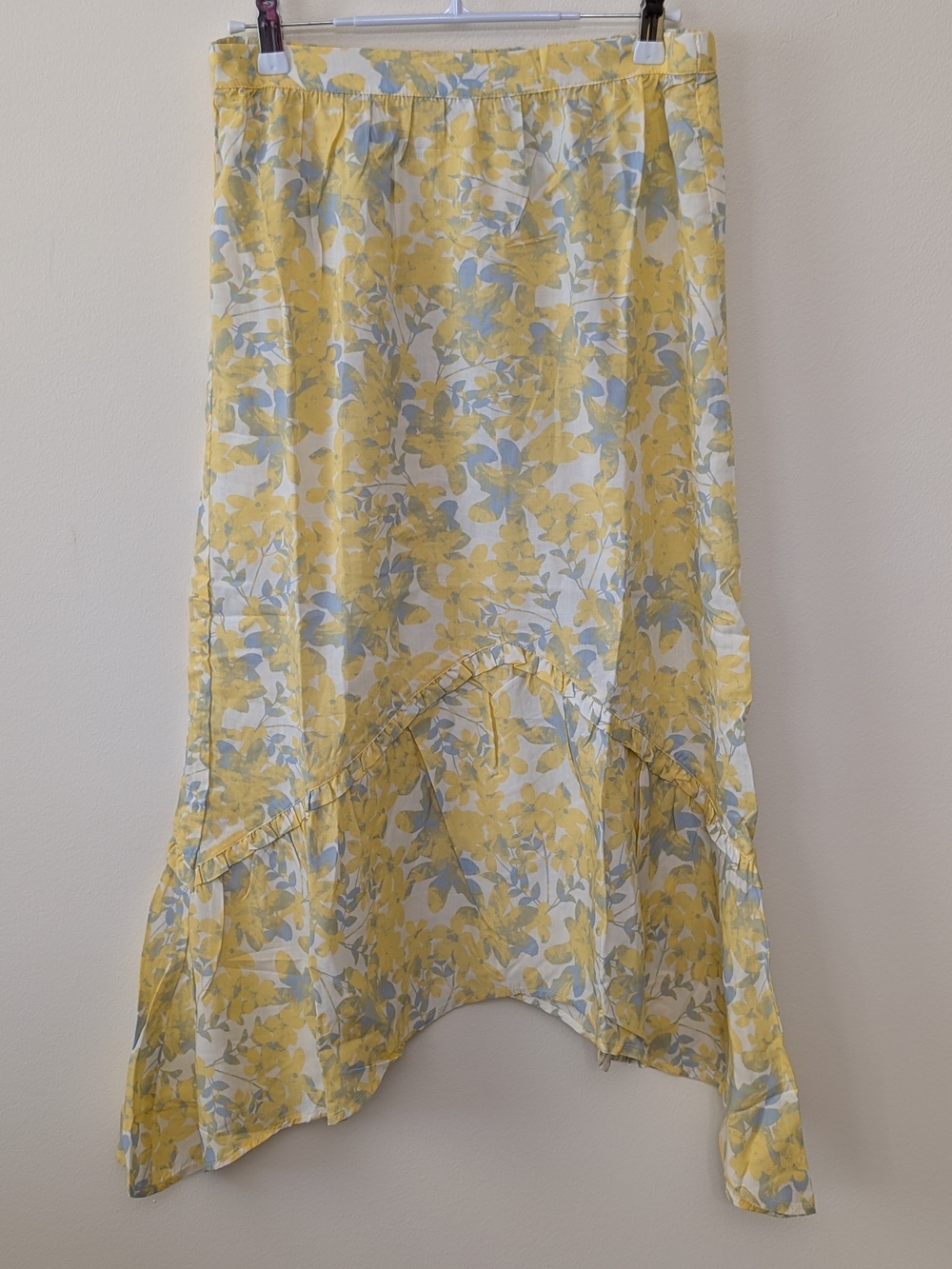 Candice Cameron Bure Women's Yellow Floral Sharkbite Hem Pull-On Skirt Sz XS